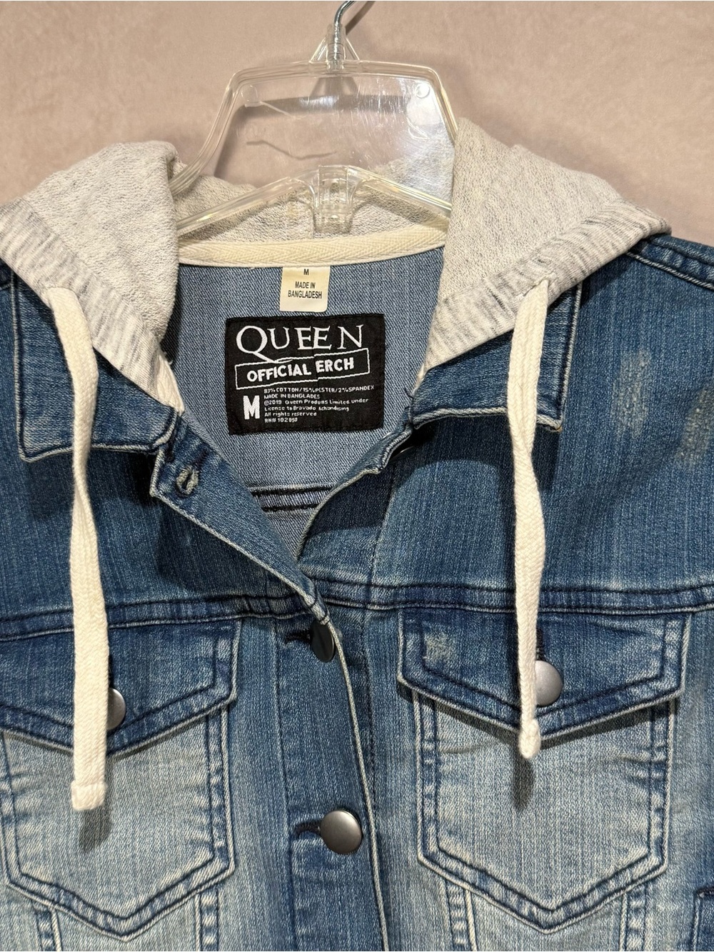 Queen Official Merch Cropped Denim Hooded Jacket Size M, Vintage Classic Rock - Picture 5 of 11